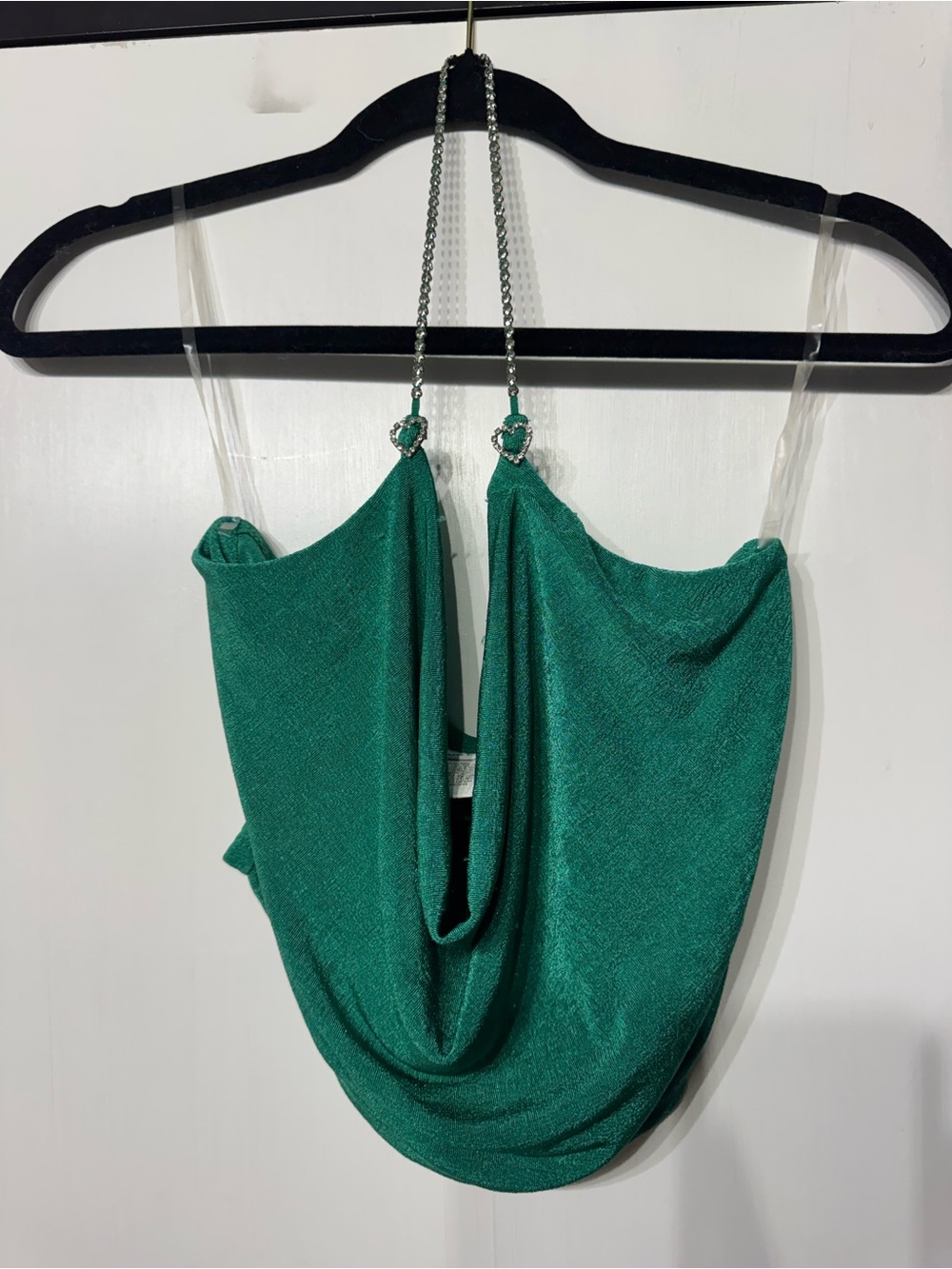 Rue21 Teal Green Halter Top with Silver Chain Straps